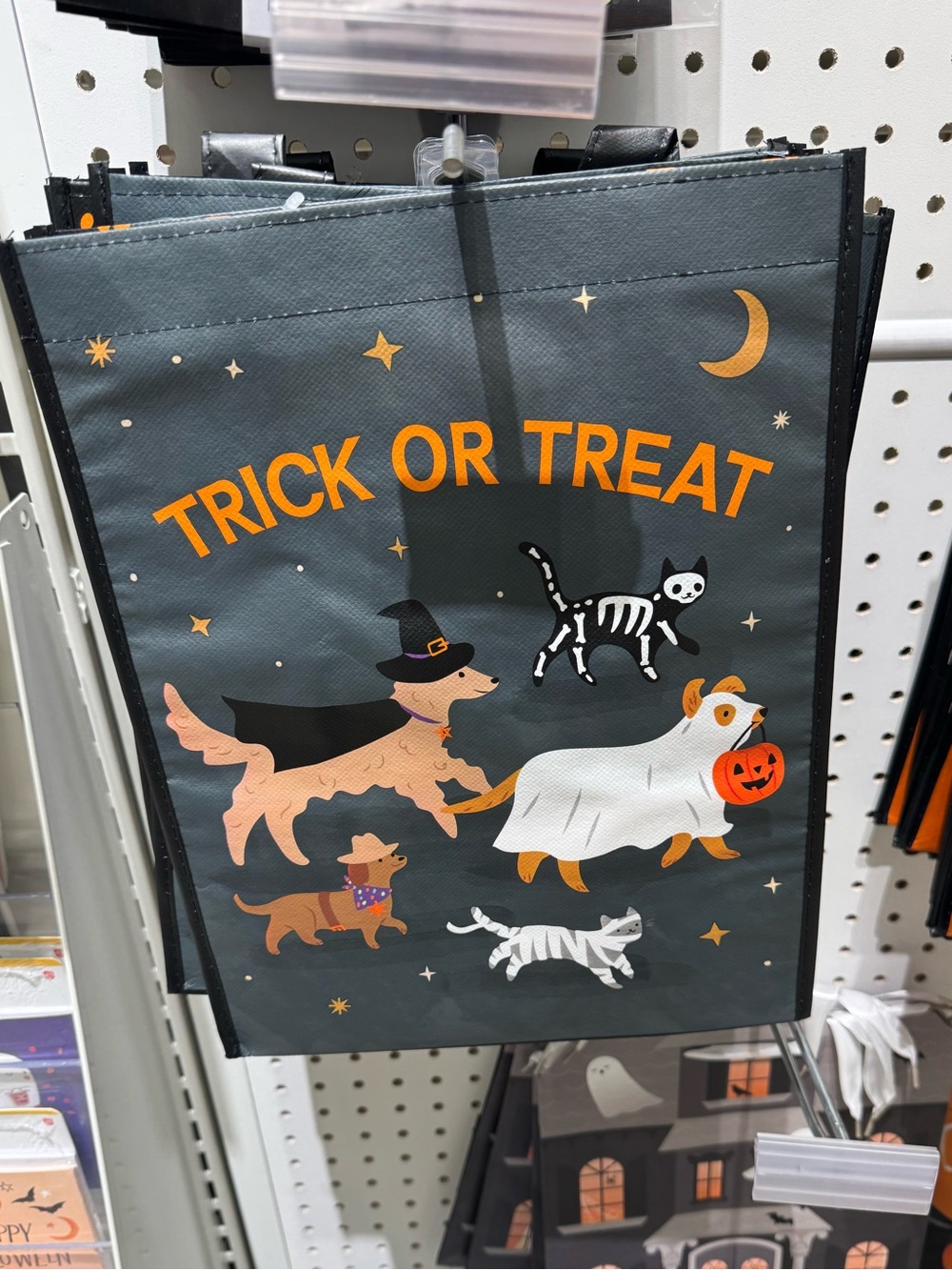 Halloween 'Trick or Treat' Tote Bag dog and cat costumes NWT